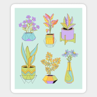 Cute Funky House Plants Illustration Magnet